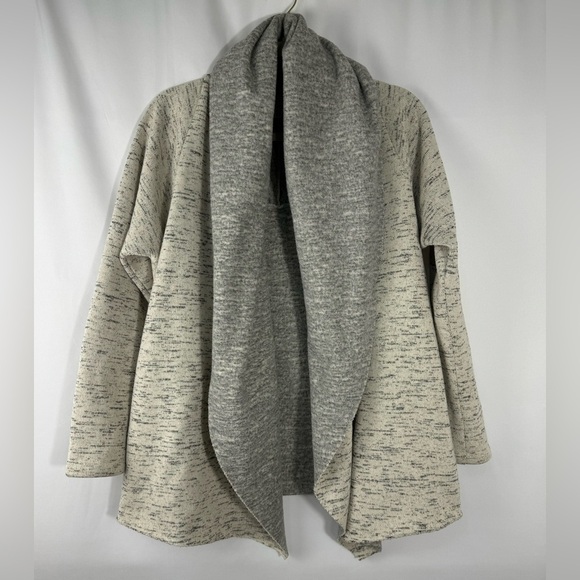 Lucky Brand Cardigan Sweater Fleece Lined Shawl Wrap Collar Chunky Cream Gray XS - Picture 4 of 16